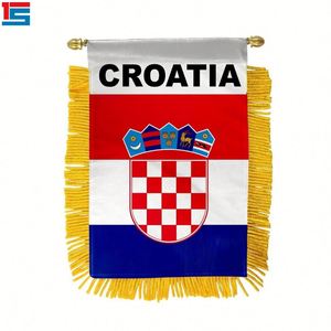 ธงชาติแอลเบเนียแบบกำหนดเอง ผ้าซาตินขนาดเล็ก พิมพ์ลายดิจิทัล พร้อมพู่สีเหลือง สำหรับงานฟุตบอล - Product Image 4