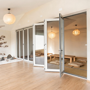 Porte coulissante à bas prix pour jardin et cour, certifiée NFRC, en alliage d'aluminium, pour villa, porte électrique pliante en aluminium et verre - Product Image 1