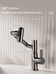 Robinet intelligent moderne à poignée unique avec affichage numérique, pour usage domestique, options eau chaude et froide, bras pivotant multifonctionnel entièrement articulé - Product Image 4