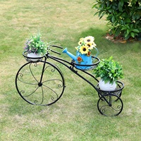 3 en pot De Forme De Bicyclette Jardinières Support Patio Présentoir En Métal Fer Fleur Plante Support Réglable Pour Jardin
