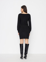Robe pull mini en maille à manches longues Joydressing, couleur personnalisée, col bateau, manches lanternes, fente latérale, pour femme, vente en gros OEM