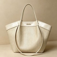 Sac à main en PU pour femme, texture tressée, style français, luxe de niche, sac fourre-tout sophistiqué et polyvalent, sac panier, simplicité urbaine