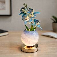 Lampe de bureau LED sans fil en forme d'orchidée papillon, rechargeable, à intensité variable par toucher, portable, 3 couleurs