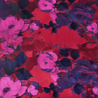 En stock, tissu floral en polyester léger et moelleux, tissé jacquard, rose, pour robe et gilet, JSB-1411