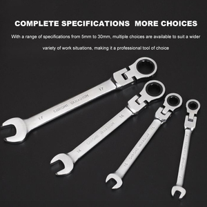 Chiave a Cricchetto Pieghevole a 180° in Acciaio al Carbonio Personalizzabile OEM, Chiave Combinata a Doppia Estremità con Testa Flessibile a 72 Denti, Metrica Cromata - Product Image 5