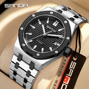 Montre mécanique pour homme SANDA 5603, boîtier octogonal, fond squelette, montre-bracelet lumineuse, étanche, calendrier, montre classique tendance - Product Image 1