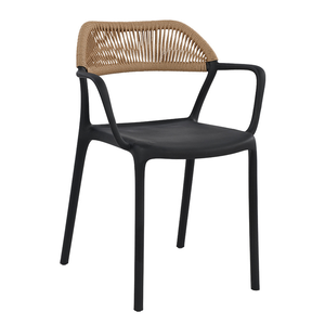 Silla de comedor negra de lujo para exteriores, respaldo de ratán tejido con cuerda, sillón de nuevo diseño para Hotel, jardín, Patio, silla de comedor para exteriores - Product Image 1