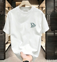 Grandes Nouveautés T-shirt Homme en Coton Pur à Manches Courtes pour l'Été, Respirant, Coupe Ample, Décontracté, Grande Taille, Imprimé Lettres, 250g