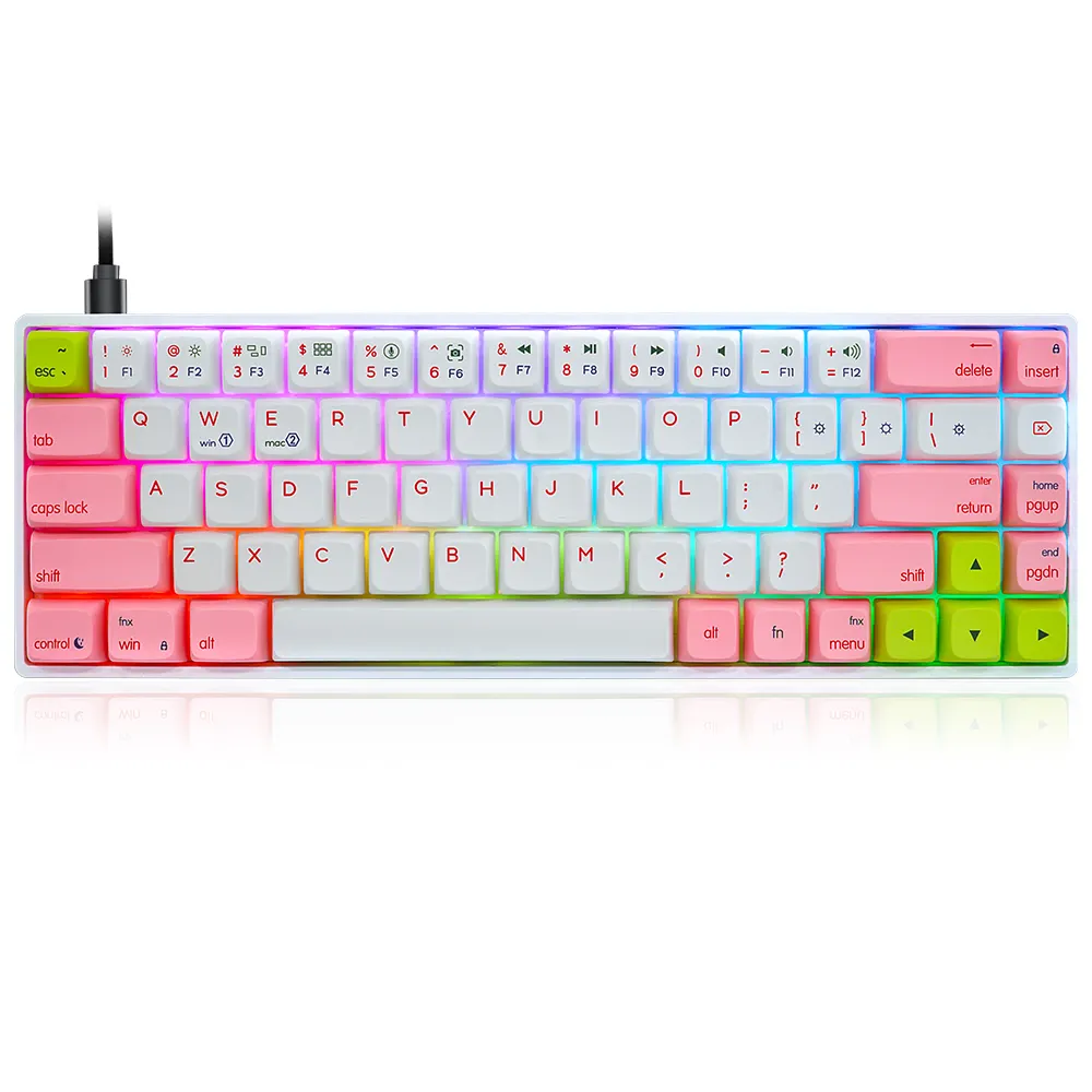 SKYLOONG GK68 SK68 68 Tasten mechanische Tastatur rosa Hot Swap able RGB hintergrund beleuchtete Schreibmaschine Tastatur