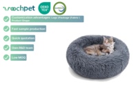 Fournisseurs d'échantillons gratuits, lit pour animaux de compagnie en peluche ronde en forme de beignet, coton moelleux apaisant, petit lit chaud pour chat et chien
