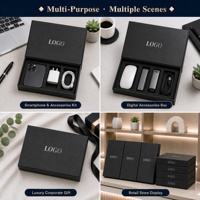 Boîtes cadeaux personnalisées en carton rigide noir avec pelliculage mat et revêtement UV pour accessoires de téléphonie mobile
