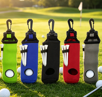 Pochette à balles de golf en néoprène avec logo personnalisé, porte-tee, sac de transport triple pour balles de golf, contient 3 balles et 3 tees avec mousqueton