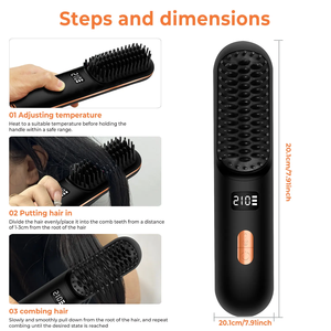 Phenitech Cordless <strong>Hair</strong> <strong>Straightener</strong> Brush Portable Heated Straightening Brush, <strong>Mini</strong> Ionic Hot Comb <strong>Straightener</strong> for Women - Product Image 2