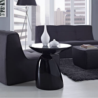 Table basse ronde en fibre de verre et acrylique noir style nordique, mobilier moderne pour la maison et le bureau
