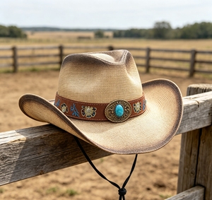 Sombrero de vaquero de paja de papel para hombre, estilo Texas, con ala moldeable, tipo Stetson, personalizado, de ganchillo - Product Image 5