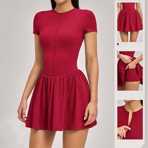FLT9576 Vêtements de sport à séchage rapide pour femmes, tenue de golf et de gym, tenue de tennis une pièce avec short - Product Image 4