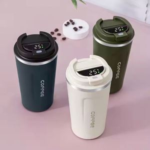 Thermos à double paroi portable en acier inoxydable 304 avec affichage de la température intelligent, design moderne, tasse à café, gobelet de voyage avec couvercle - Product Image 1