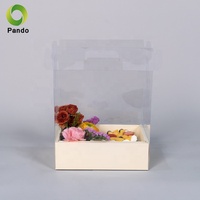 Boîte à gâteau transparente haute et élégante en PVC blanc pour mariage, Saint-Valentin, fête des mères, anniversaire, avec poignée