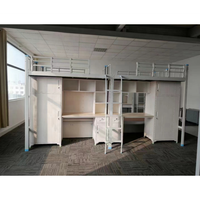 Lit superposé pour collège primaire Unité mezzanine avec rangement en escalier pour les jeunes Placard sécurisé Lits en échelle avec bureau en dessous