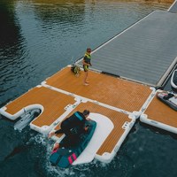 Plateforme flottante gonflable sur mesure avec emplacements pour jet-skis en forme de U, plateforme aquatique en PVC pour piscine, lac, marina