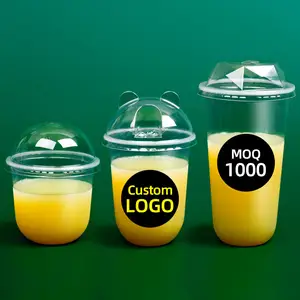 Custom Gedrukt Wegwerp Clear 12Oz 16Oz 22Oz Pp Cup U Vorm Fruit Melk Boba Bubble Tea Plastic cup