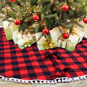 Ourwarm-Falda redonda de algodón para árbol, falda a cuadros de Búfalo, navidad - Product Image 5