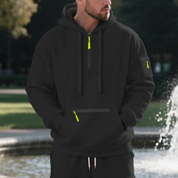 Set Hoodie Sweatshirt 2 Potong Pria, Jaket Hoodie Resleting dengan Celana Jogger, Pakaian Olahraga Kasual