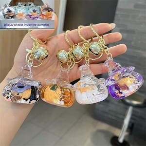 Llavero de acrílico con arena líquida de calabaza de Halloween, figura flotante de sombrero de <span class=keywords><strong>bruja</strong></span> y campana, colgante para bolso, regalo para fiestas y festividades - Product Image 4