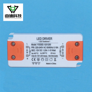 ไดรเวอร์ LED ยี่ห้อ Yodee Technology 12V DC 1.25A 1-15W สำหรับหลอดไฟ LED ไม่สามารถหรี่แสงได้ ผลิตในประเทศจีน - Product Image 1