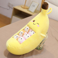 Hot Selling Op Maat Gemaakt Mooi Gevulde Pluche Fruitspeelgoed Met Mini-Dierlijke Knuffel Met Ritszak