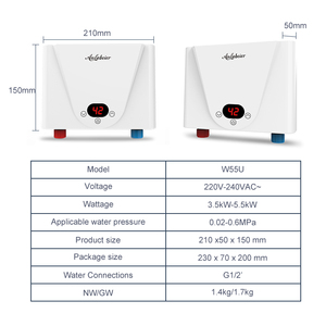 <span class=keywords><strong>Chauffe</strong></span>-<span class=keywords><strong>eau</strong></span> instantané compact 220V 5.5KW avec élément chauffant en aluminium moulé, affichage LED pour cuisine et salle de bain - Product Image 3