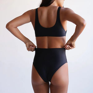 2026 New Aloha Print Sporty Slim Fit <b>High</b>-<b>Waisted</b> <b>Swimsuit</b> Custom Soft Recycled Nylon Bikini - Product Image 4