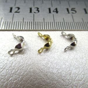 S925 纯银珠头帽，用于手链和项链制作，<span class=keywords><strong>3</strong></span>-4 毫米双环连接件，银色/金色，珠宝配件 - Product Image 1