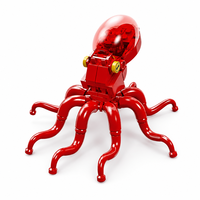 Set de Bloques de Construcción de Pulpo Rojo Personalizado de 89 Piezas, Modelo 3D DIY, Juguete de Construcción con Carcasa Translúcida y Luz, Ladrillos STEM, Marca Privada