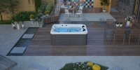 Jacuzzi Bain à Remous Machine d'Extérieur Plug and Play Spa 3 Personnes Baignoire Balnéo Protection de Sol pour Enfants