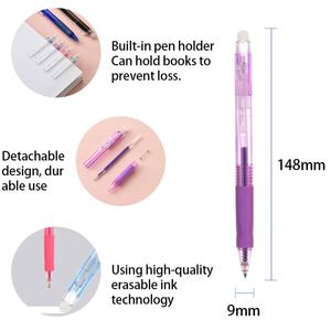 Stylo Gel Effaçable Personnalisé Noir 0,5 mm avec LOGO, Matériau Plastique Bleu Cristal, Encre Facilement Effaçable par Frottement pour Stylos à Encre Personnalisés à Chaud - Product Image 2