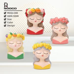 Moderna arte nordica <span class=keywords><strong>in</strong></span> calcestruzzo volto <span class=keywords><strong>vasi</strong></span> di piante con fioriera artificiale ornamento statua smalto opaco vaso di fiori soggiorno arredamento per la casa - Product Image 4