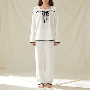 Pyjama-Set mit quadratischem Kragen und langen Ärmeln, elastische Taille, für Damen, Herbst/Frühling/Winter, Fleece-Samt, koreanisch, elegant - Product Image 5