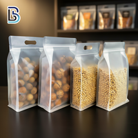 Sac de conditionnement Lebei transparent mat refermable avec fermeture éclair, pochette à fond plat en plastique pour aliments, épices, collations, céréales avec poignée à fermeture éclair