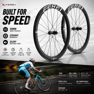 ชุดล้อคาร์บอนไฟเบอร์ 700C ปี 2026 ขนาด 50 มม. แบบแอโร ดิสก์เบรก รองรับยางแบบ Tubeless ความกว้างภายใน 25 มม. สำหรับจักรยานเสือหมอบ รุ่น Q SERIES ยี่ห้อ FEREI - Product Image 6
