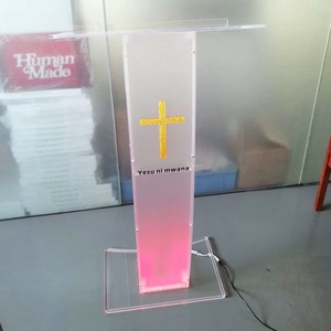 <span class=keywords><strong>Atril</strong></span> de Acrílico Pulido Transparente con Iluminación LED: Púlpito Multiusos para Iglesia y Podio Escolar - Product Image 5