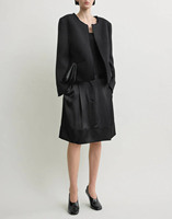 Blazer en tweed uni pour femme, en mélange de laine, style « Old Money », col rond, veste classique, haut de costume