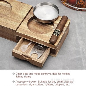 Cenicero de madera para cigarros con soporte de vidrio, a prueba de humedad, rectangular, para uso en el hogar y la sala de estar. - Product Image 4