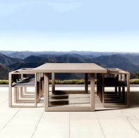 Table à manger en teck massif haut de gamme imperméable 2026 - Design contemporain haut de gamme pour la maison/le bureau/le restaurant