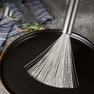Brosse de nettoyage en acier inoxydable pour cuisine, manche long, ustensile de récurage, anti-rouille, brosse spéciale pour cuisine, outil pour pot - Product Image 1