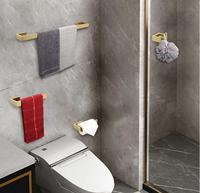 Ensemble de salle de bain de luxe en or 4 pièces, porte-serviettes carré en acier inoxydable de qualité hôtelière, ensemble de supports à papier hygiénique mural