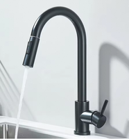 Keran Dapur Modern Satu Pegangan Satu Lubang Model Deck-Mounted dengan Semprotan Tarik Turun, Lapisan Krom, Inti Katup Keramik