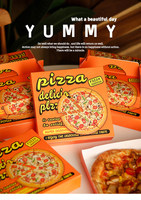 Boîte à pizza en papier portable imprimée orange avec poignée, pliable, pour emporter, emballage alimentaire en papier pour pizzeria
