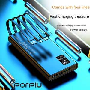 PORPIU Cargador portátil 10000mAh Banco de energía con 4 cables de carga Carga rápida Pantalla digital Material de PVC 20W Potencia de salida - Product Image 2