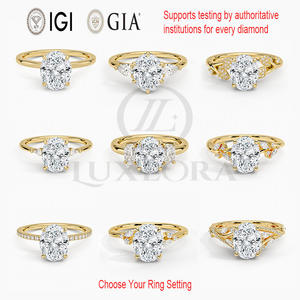 Design <span class=keywords><strong>classico</strong></span> stile <span class=keywords><strong>solitario</strong></span> 18k oro massiccio Hpht Cvd ovale laboratorio sviluppato diamante 0,6ct 1ct - Product Image 3